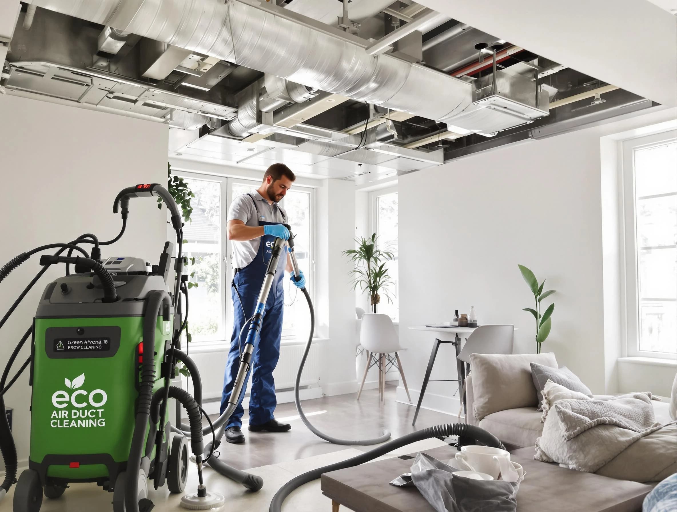 Temecula Air Duct Cleaning technician performing eco-friendly duct cleaning using sustainable methods in Temecula