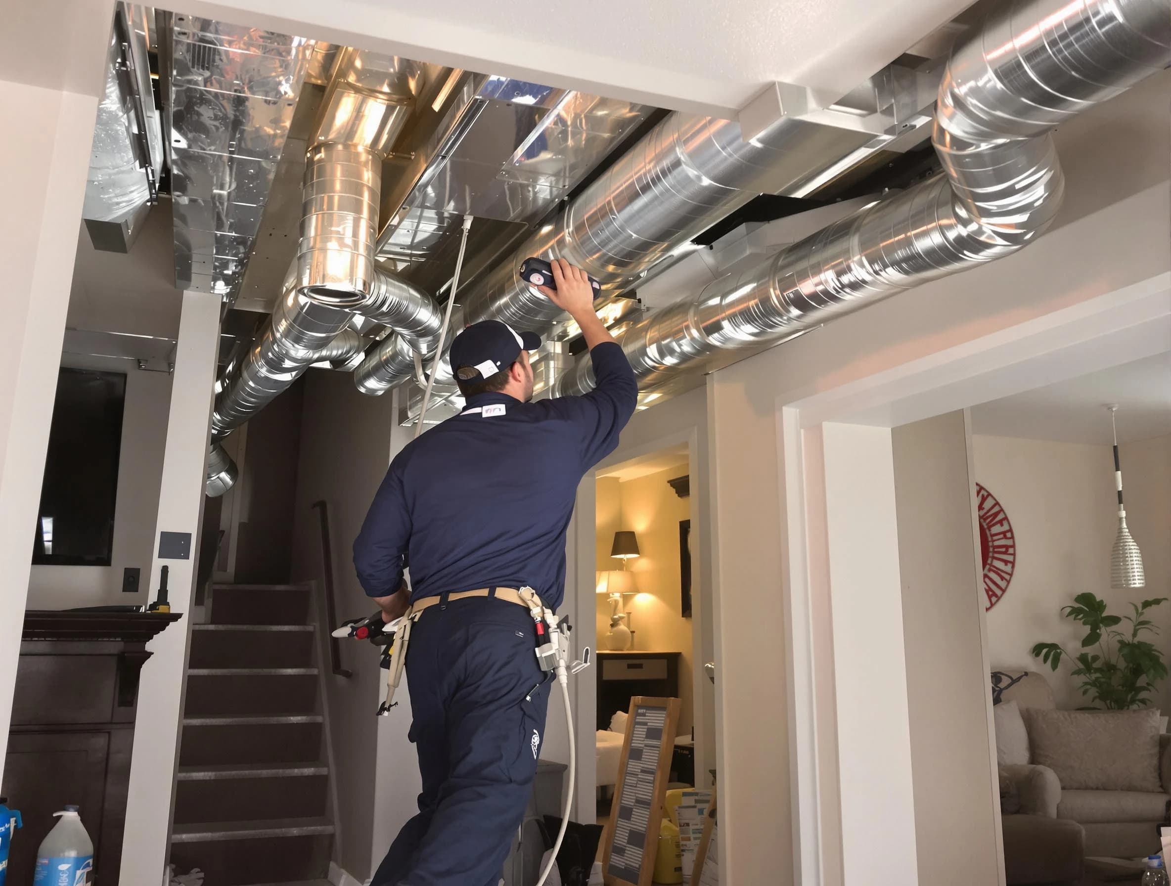 Temecula Air Duct Cleaning expert performing specialized duct cleaning in a mobile home in Temecula