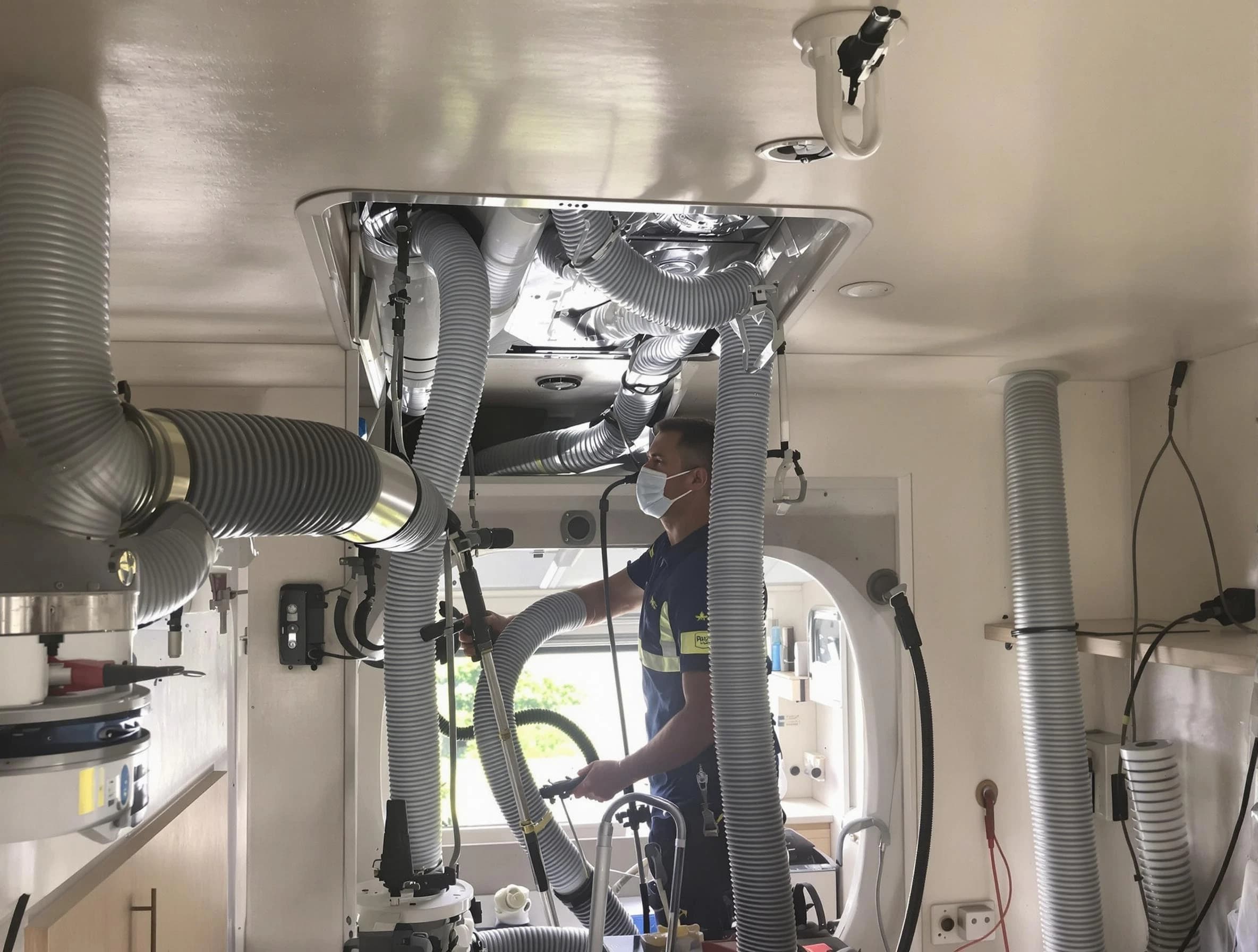 Temecula Air Duct Cleaning specialist performing precise mobile home duct cleaning in Temecula