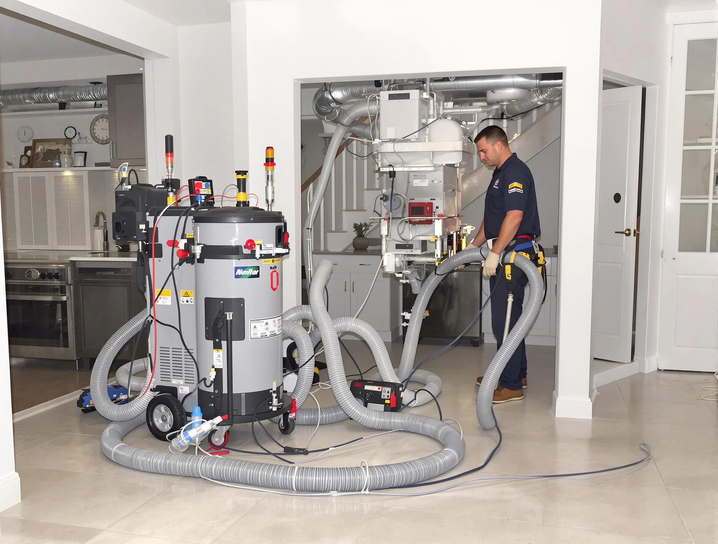 Temecula Air Duct Cleaning technician operating negative pressure cleaning equipment for thorough duct maintenance in Temecula