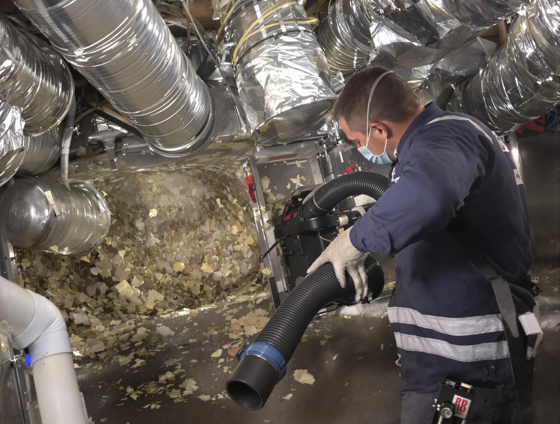 Temecula Air Duct Cleaning specialist operating negative pressure cleaning equipment for thorough duct maintenance in Temecula